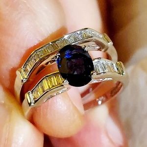 14kt White Gold 2.20ct Sapphire Diamond Set Rings